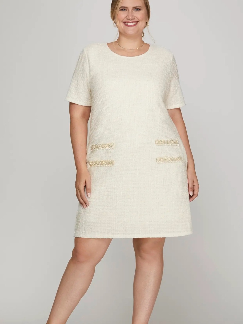 💕 Coming soon! PLUS Tweed Short-Sleeve Dress